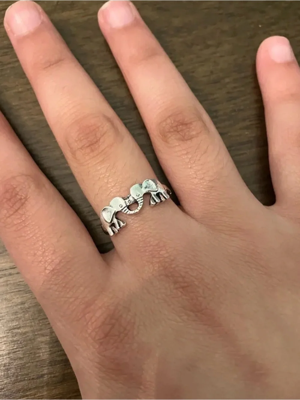 Oxidized Silver Elephant Friendship Ring